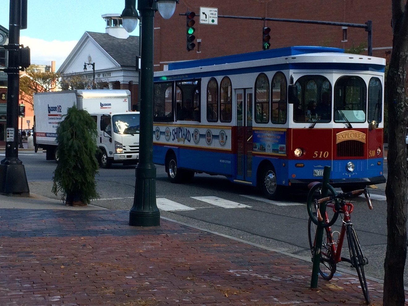 Police arrested a man dressed as a tree on Monday, October 24, 2016 in Portland, Maine, for blocking traffic.