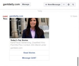 (Pictured above is a sample bot message that users will receive as a private facebook message).