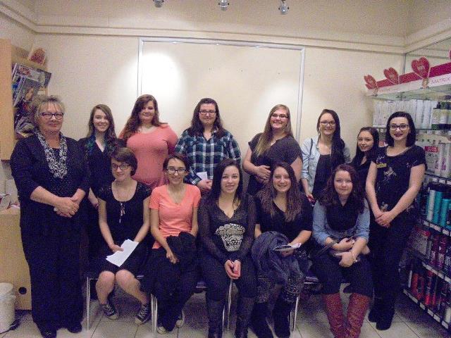 Shown, from left to right in the back, are: Cindy Billotte, JCPenney salon manager, and Emma Horne, Miranda Hartzfeld, Teira Lockwood, Courteney DeHaven, Santana Bricen, Holly Marshall and Meleana Swanson. In the front, from left, are: Norah Reed, Falisha Hutchins, Jordan Freibohle, Haley Allen and Elizabeth Wyne. (Provided photo)