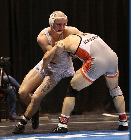 Clearfield grad Nolan Barger, here in his final bout, finished his career as Lycoming's only 3xAll-American (Photo courtesy Lycoming Athletics)