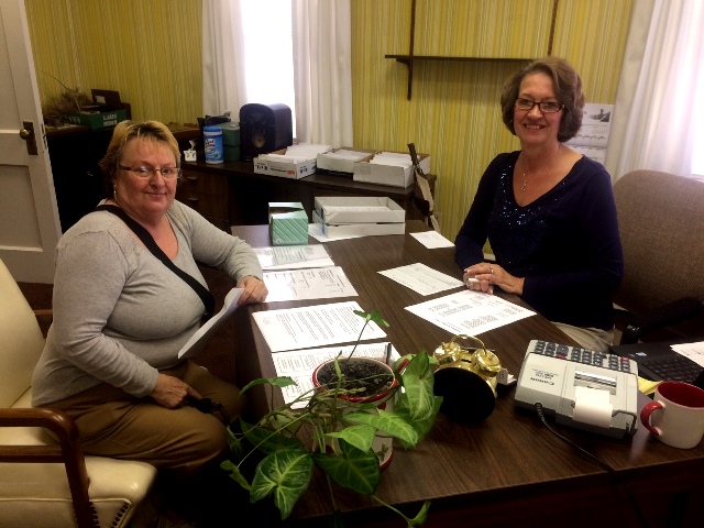 Veronica Muse (left) stopped in the Clearfield Community Pool office, located on the second floor of The Progress building, to purchases her 2017 Pool Membership from Connie Harris (right). The pool office is open weekdays from 9 a.m. – 12 p.m. (Provided photo)