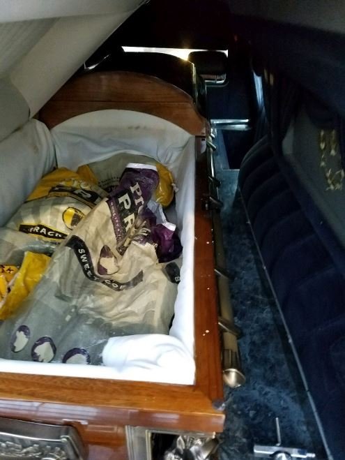 Border Patrol discovered 67 pounds of marijuana concealed in a casket Saturday.