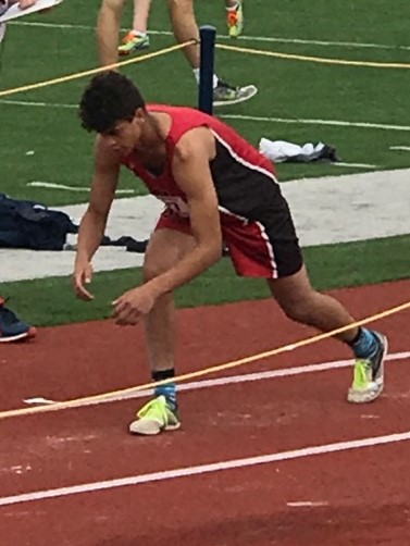 Bison sophomore Taye Lynch ready for the run up to the triple jump at PIAA state meet