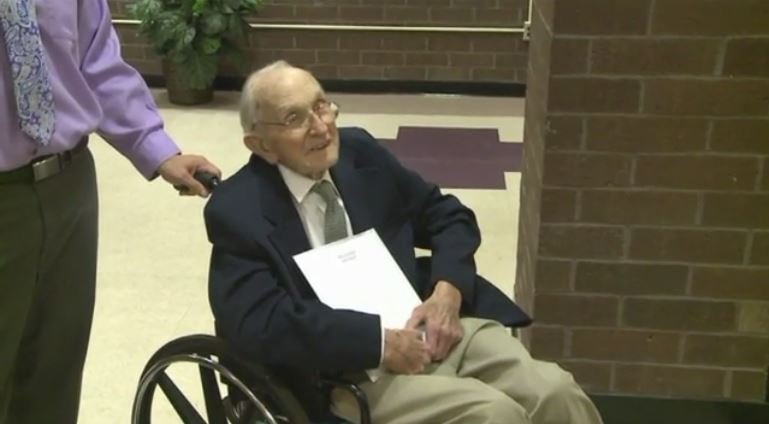 A World War II veteran is marking another major milestone by receiving his high school diploma.