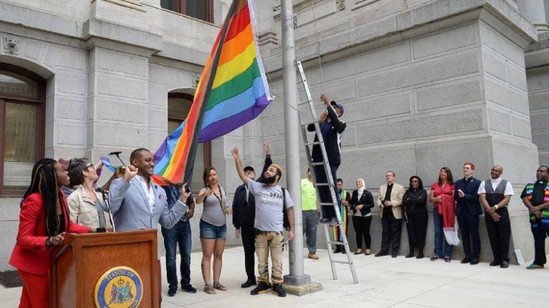 The city of Philadelphia unveiled this new pride flag during the first week of June, 2017. The new flag adds black and brown stripes to represent LGBTQ people of color.