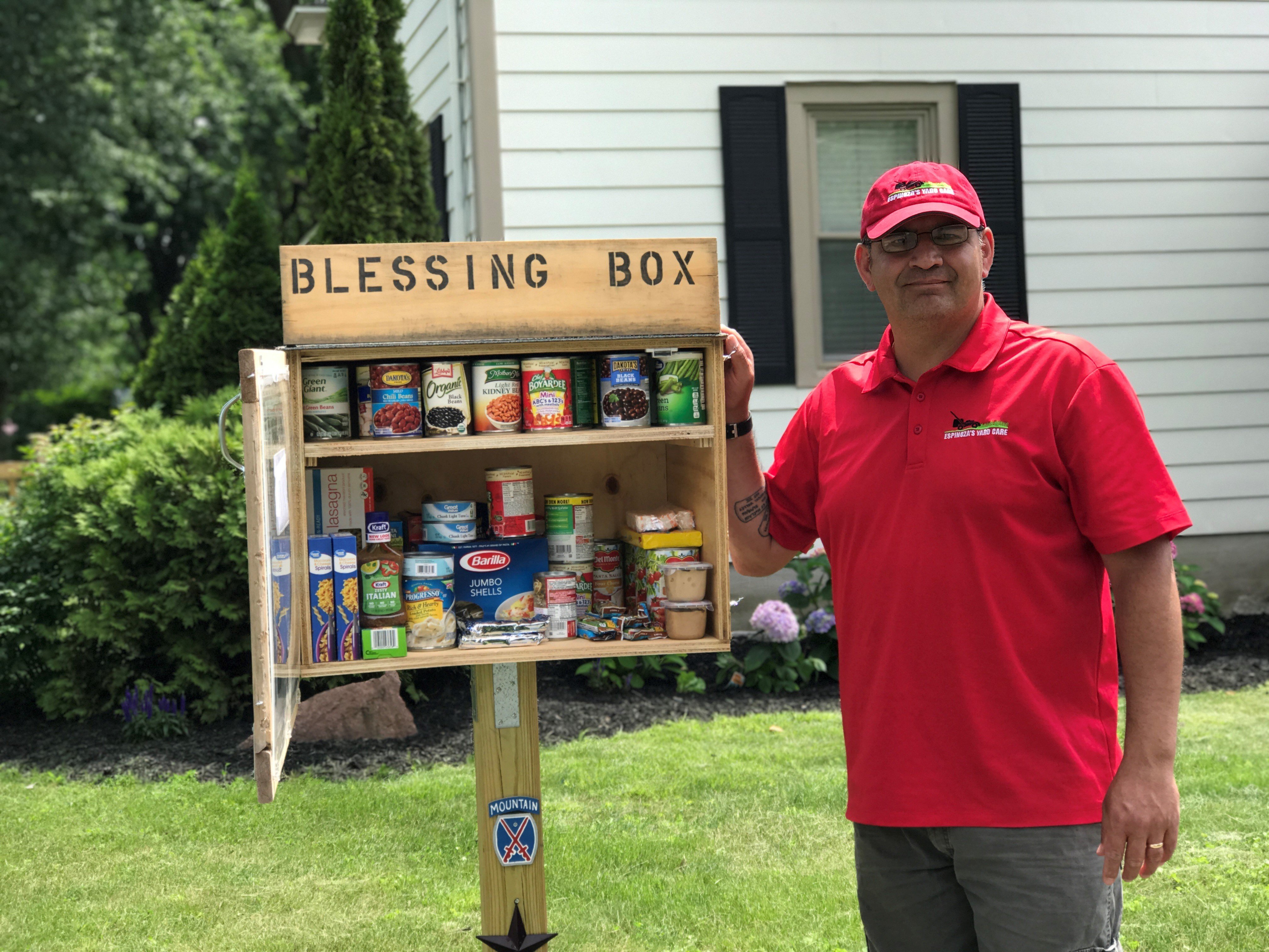 The concept is simple. The box is a miniature food pantry -- receiving items from those who want to donate, and offering it to those who need them.