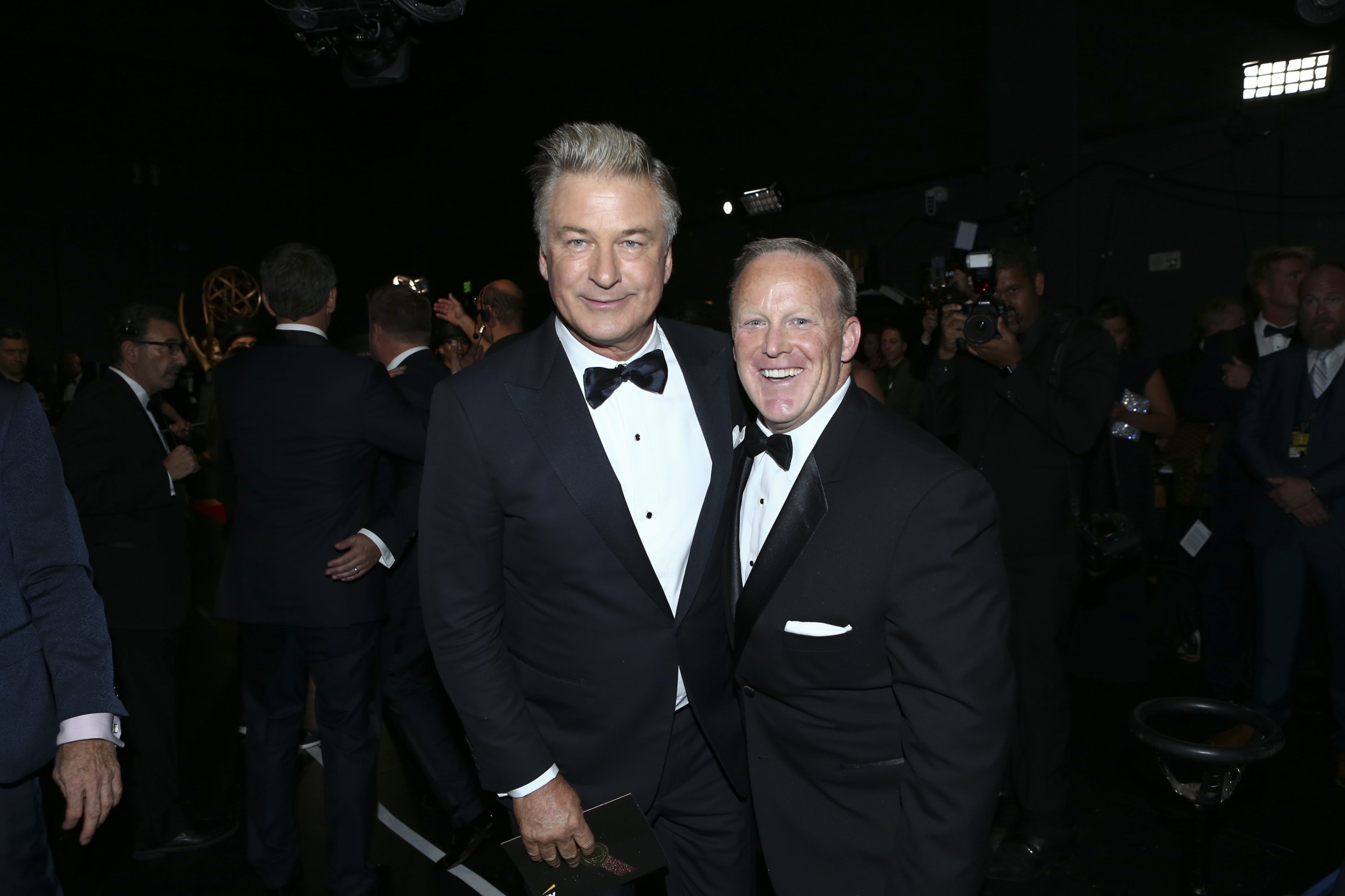 Alec Baldwin and Sean Spicer backstage at the 69th Primetime Emmy Awards, Sunday, September 17, 2017.