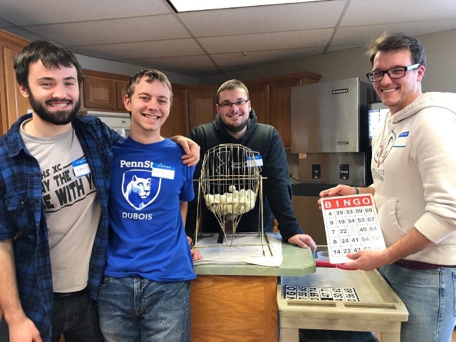 Students participating in the 2018 MLK Day of Service helped to prepare for a community breakfast, and ran Bingo for area seniors.  They are, left to right: Austin Miller, Duncan LaValle, Ryan Lingle and Alex Davis. (Provided photo)