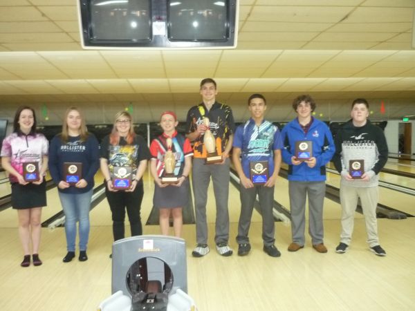 Pictured left to right  Morrigan Decker Megrah Suhan Alex Nelson Girls Champion Melia Mitskavich boys champion Layton Yarus Antonio Willar Trenten Lopez Kevin Streightiff