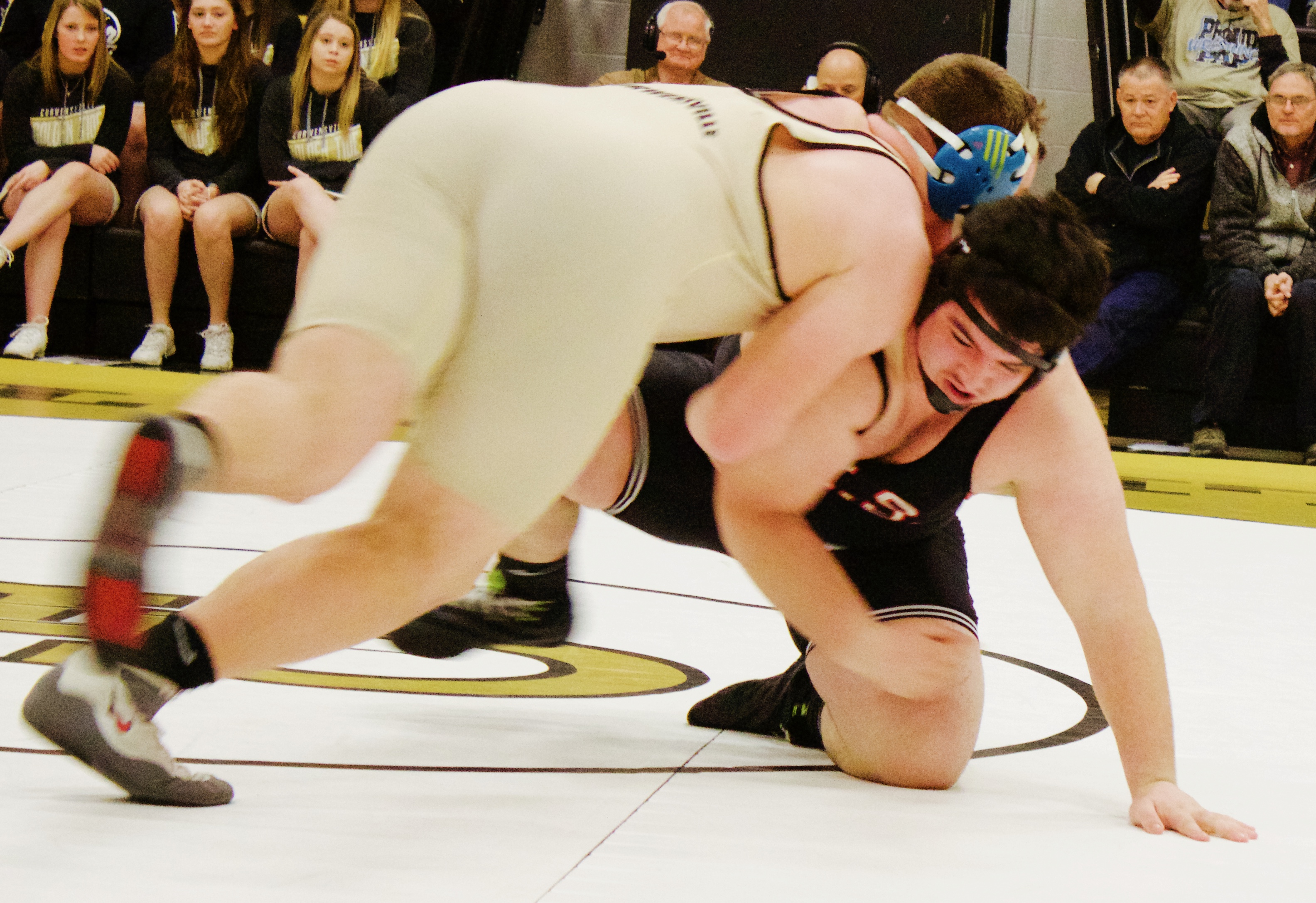 Golden Tide Senior Steve McClure scored two go-behind takedowns in his final wrestling match in Curwensville Area High School