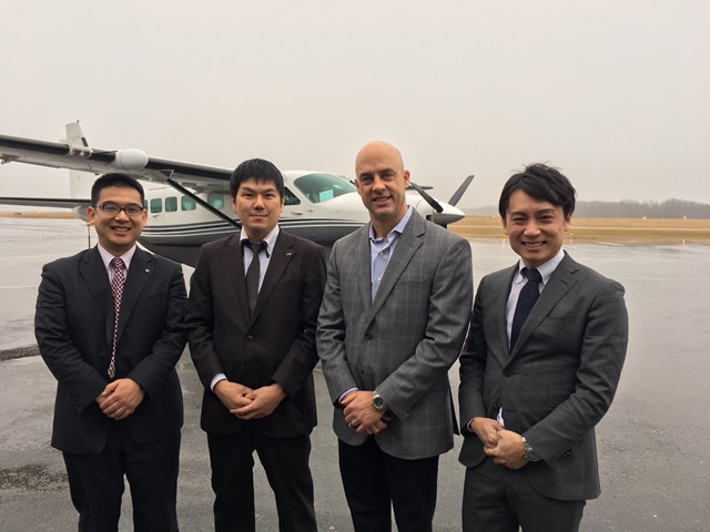 From left are Yoshihiko Oka, Tosen Co.; Yuki Niwa, Duskin Co.; Jason McCoy, CFO, Paris Companies; and Junji Matsuda, Duskin Co. (Provided photo)