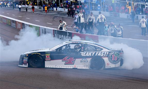 Twice as nice now becomes a three-peat.  Kevin Harvick has established himself as the one to beat this year.