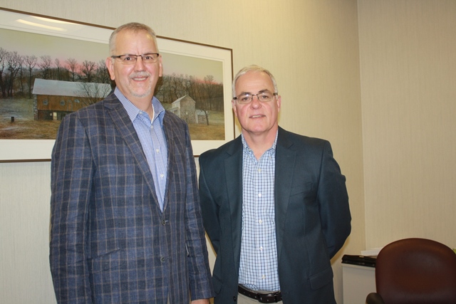 Mike Nesbit, vice president and personal lines manager, at left, with George Heigel, president, support the Penn State DuBois Open Doors Scholarship Program through their business, Swift Kennedy and Company Insurance. (Provided photo)