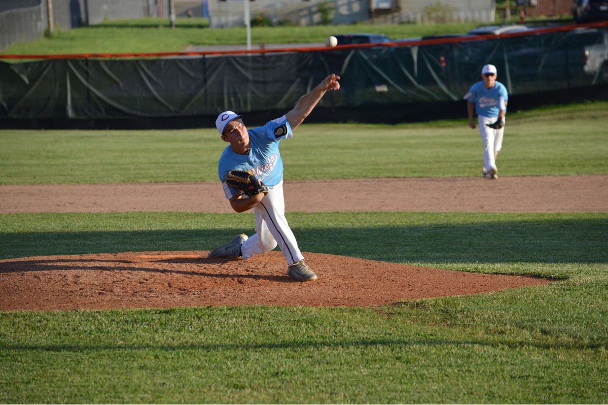 Bryce Timko delivers a pitch during the loss to Circleville, OH (Photo by Andy Sorbera)