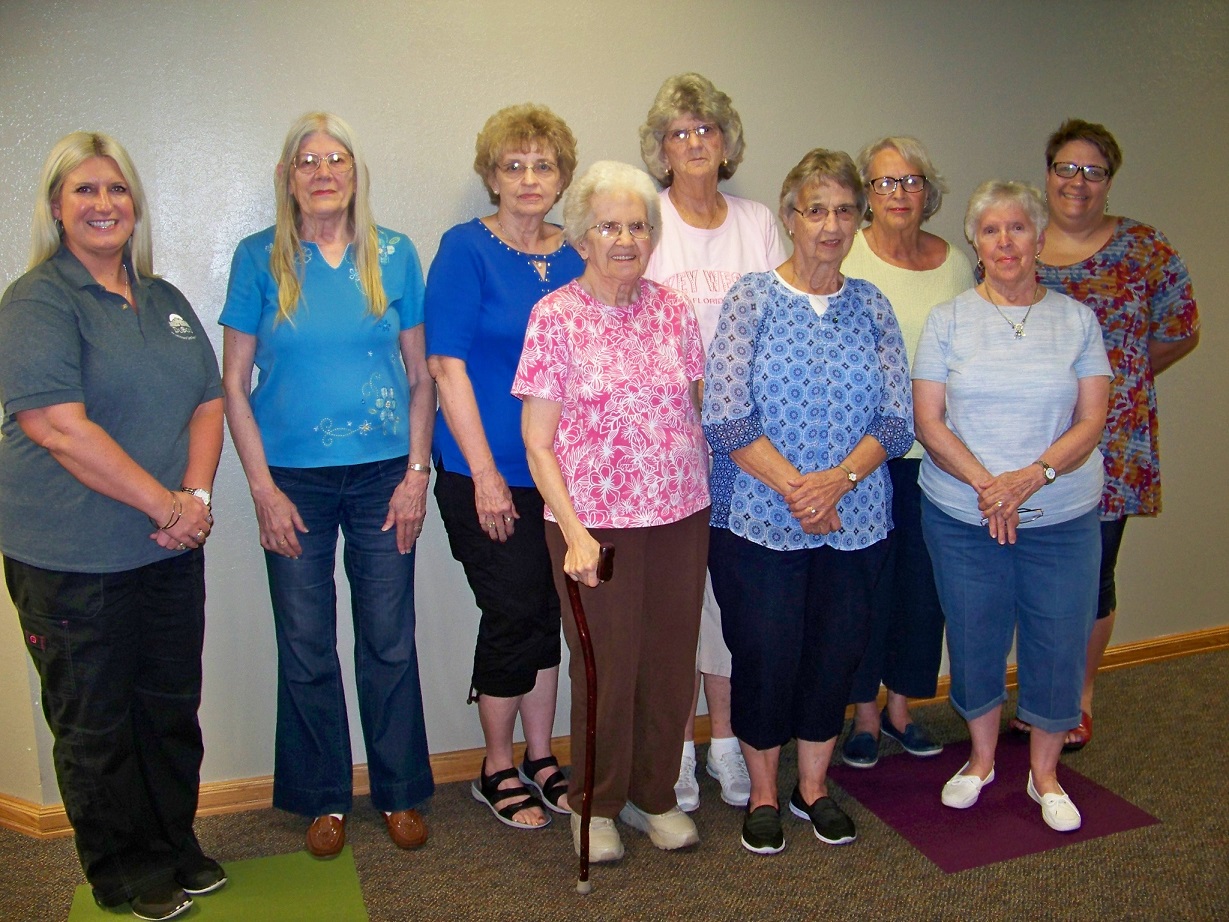Pictured, in the front row, are:  Charlotte Crain, Alice Clark and Patricia Rodgers. In the back row are:  Rebecca Graves, occupational therapist, Janet Medzie, Sally Round, Arlene Hurtack, Sue McLaren and Bobbie Johnson, facilitator. (Provided photo)