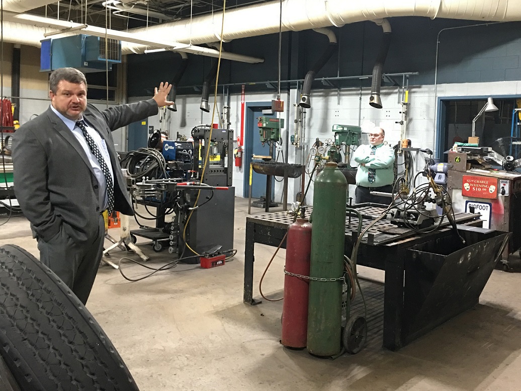 The Clearfield school board held its reorganizational meeting at the CCCTC Monday night and received a tour of its various programs courtesy of Executive Director Fred Redden (pictured) and Principal Matt Kephart. (Photo by GANT News Editor Jessica Shirey)