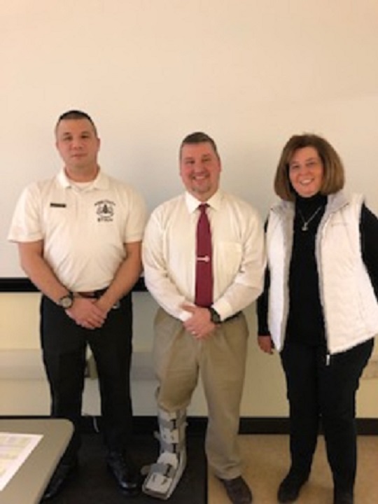 Pictured, from left to right, Scott Carter, captain of the guard, Jim Stover, supervisor corrections classification program manager, and Bonnie Fish, records supervisor. (Provided photo)