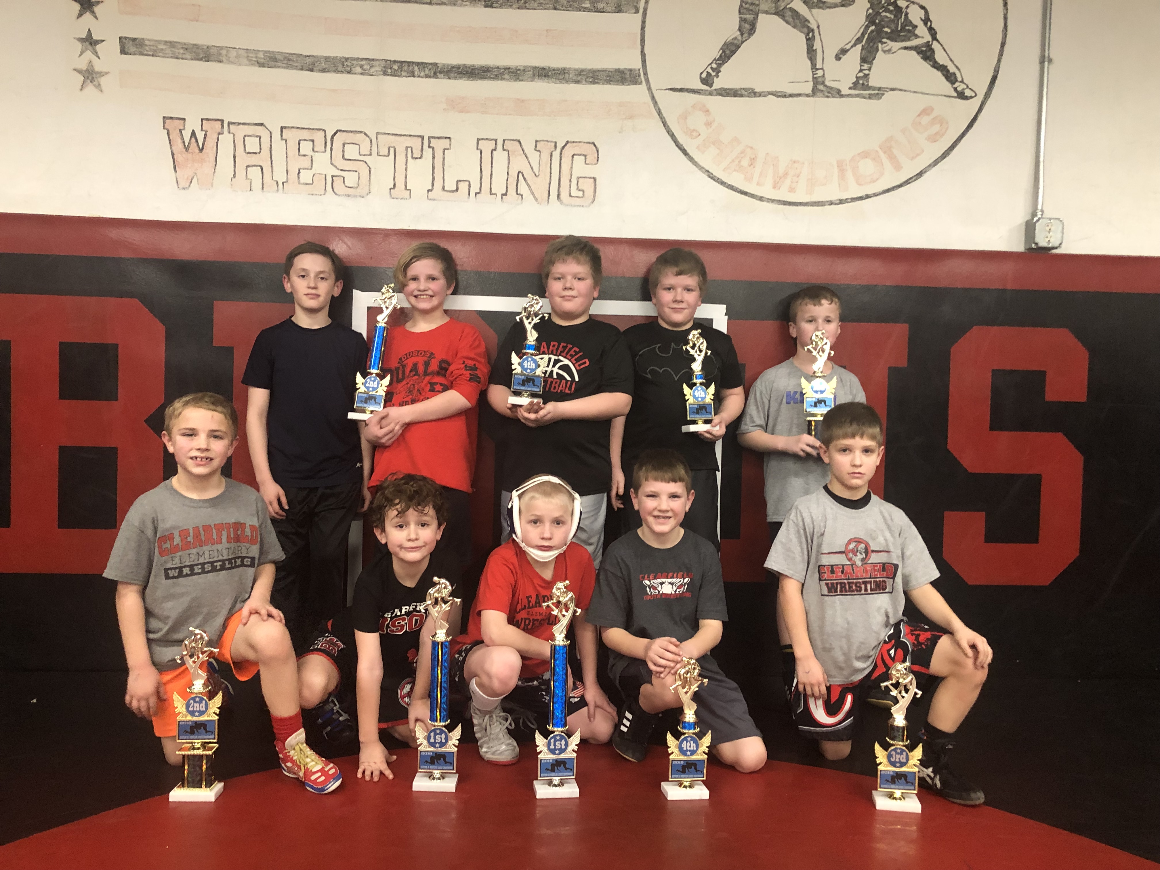 Front L to R. Dom Natoli 2nd, Trapper McKendrick 1st, Bo Aveni 1st, Curtis Putt 4th, and Noah Troxell 3rd. Back Row L to R : Brunson Chamberlain 2nd, Colten Bumbarger 2nd, Colby Guiher 4th, Caleb Guiher 4th, and Brody Ryen 2nd. Missing from Photo Monte Dietrich 4th.