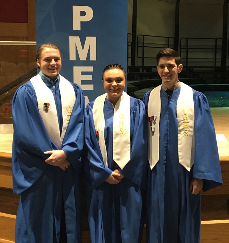 Pictured, from left to right, are seniors Gerry Lowe, Raylene Simmers and Jeremy Magnetti.   Special recognition goes to Magnetti, who has made Regional Choir all three years that he has been eligible (grades 10-12).  (Provided photo)