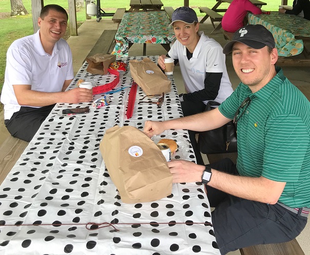 Supporters of the 2018 Free Clinic Golf Outing included (from left to right): Jude Pfingstler of Atlas Pressed Metals, Dr. Lisa Pfingstler of DuBois Dermatology & Cosmetics and Alex Gasbarre for Gasbarre Products. (Provided photo)