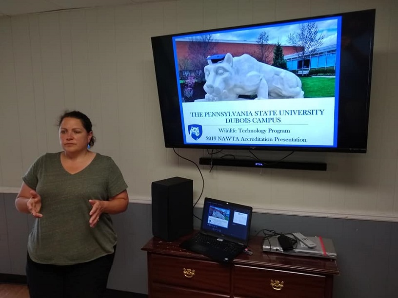 Assistant Teaching Professor Kelly Roen makes a presentation on value of the Penn State DuBois Wildlife Technology Program before the North American Wildlife Technology Association’s accrediting board. (Provided photo)