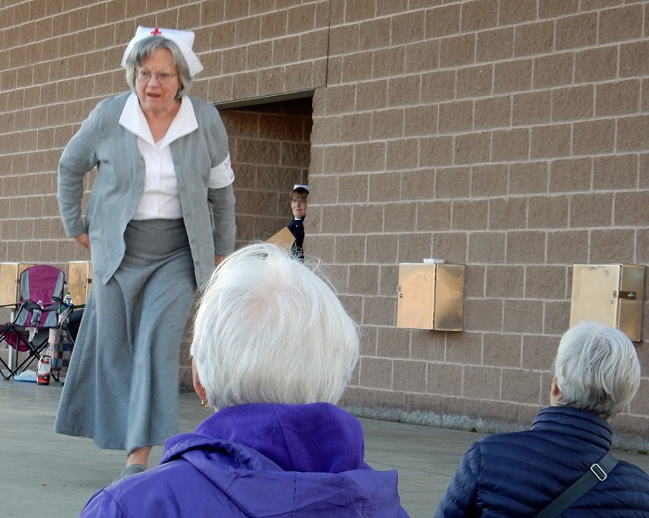 Sue Stapleton, who was portrayed as World War I nurse Lucy Osler, gives her presentation during the 12th DuBois Area Historical Society Spirit of DuBois Lantern Walk. (Provided photo)