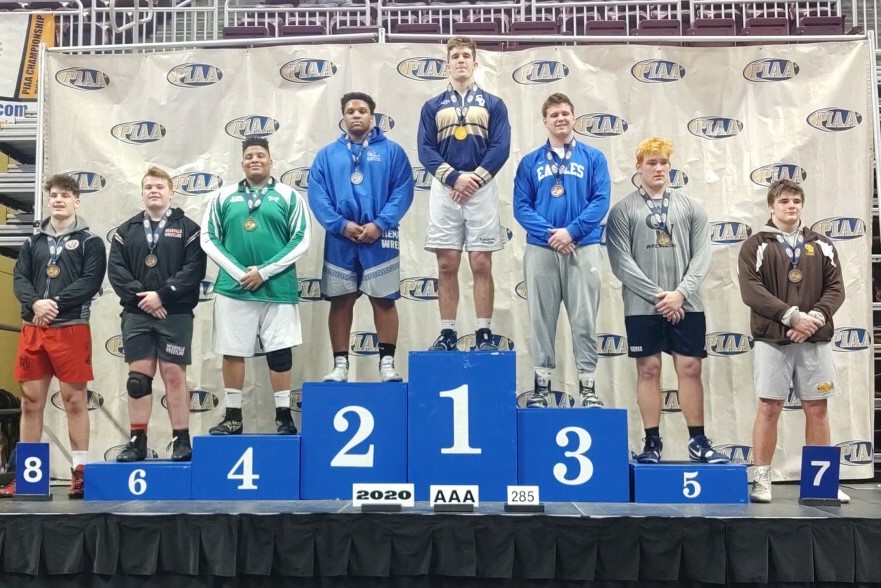 Oliver Billotte, pictured at far left, placed 8th at 285 in PIAA AAA State Championships