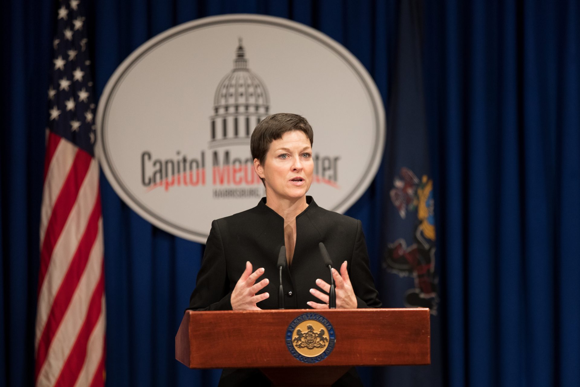 Department of Human Services (DHS) Secretary Teresa Miller speaks during press conference, reminding Pennsylvanias about the upcoming plan change deadline and rollout of the Community HealthChoices program, inside the Capitol Media Center on Friday, December 13, 2019.

Commonwealth Media Services