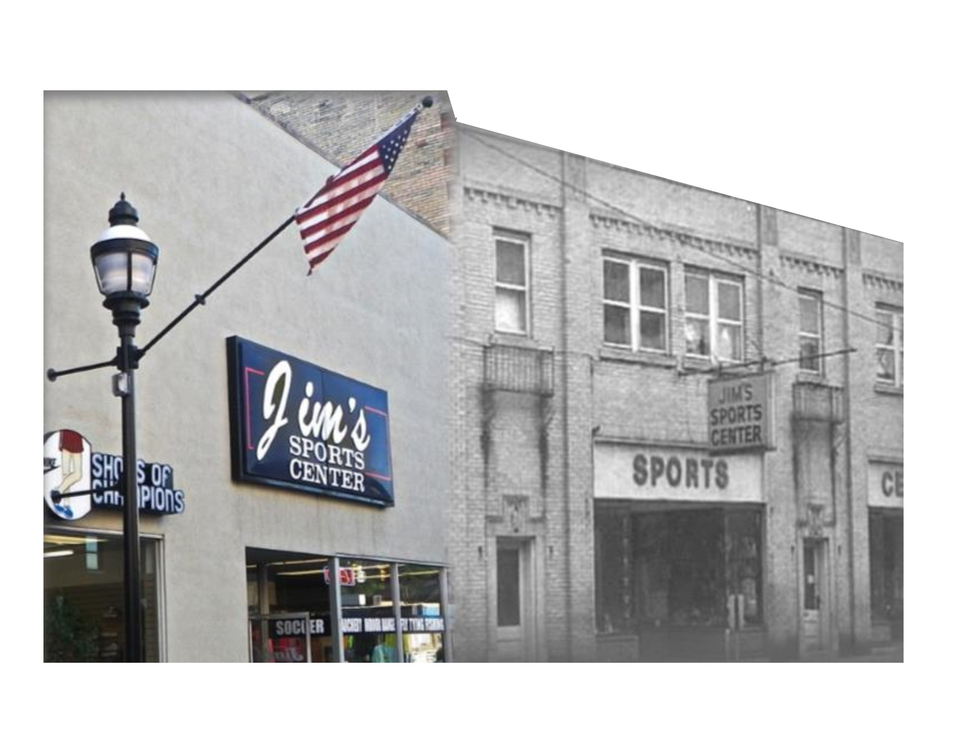 Pictured left is Jim's Sports Center of Clearfield, at their present location. On the right, is the original "Jim's Sports Center" which was founded in 1970 by Jim Malloy. The original store was located on Third Street in Clearfield. The store's continued success eventually led to it's relocation to its present location at 26 N. Second Street in Clearfield. The store is still owned and operated by the Malloy family. (Photo submitted)