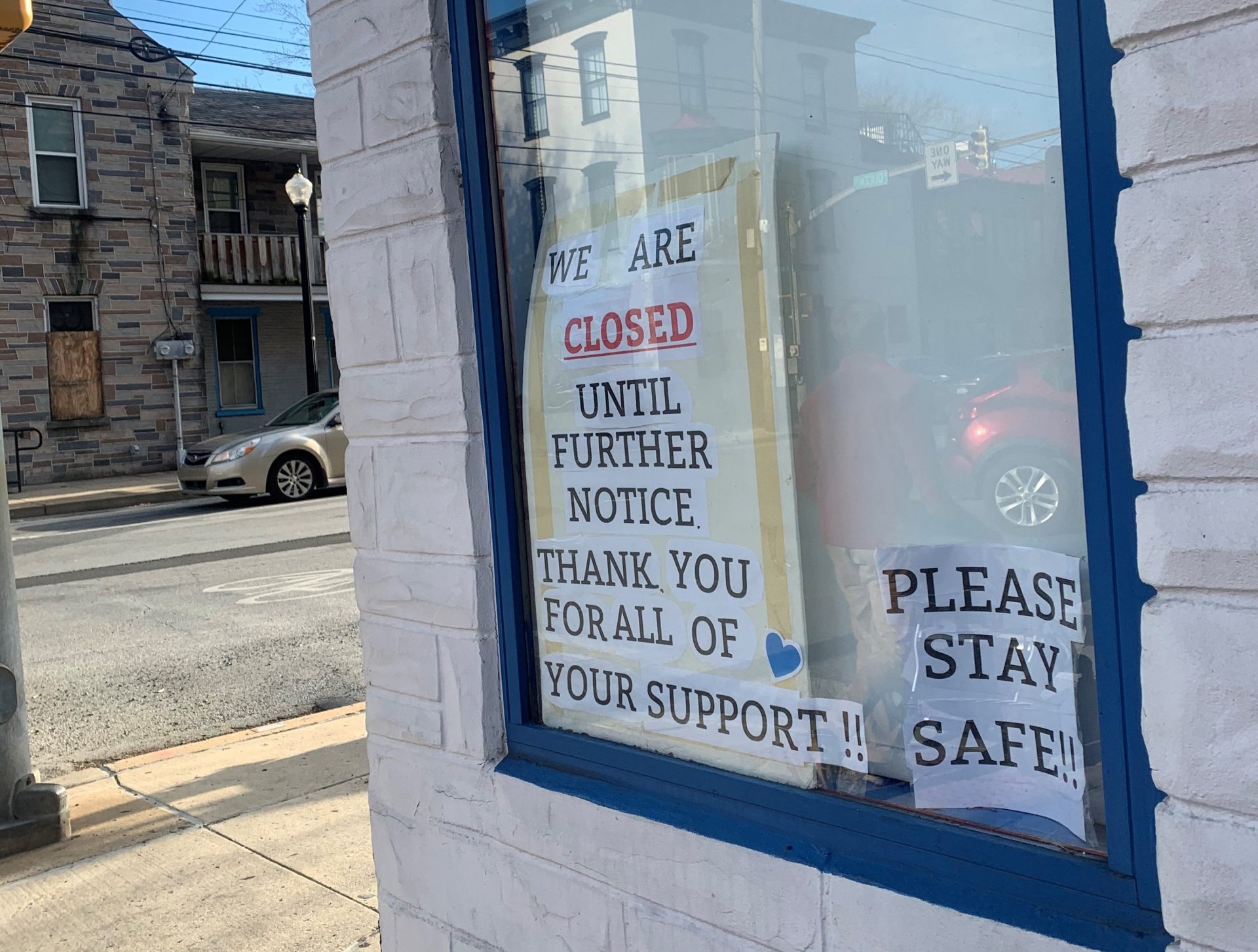 A sign hangs in the window of the Souvlaki Boys sandwich shop in Lancaster, Pa.

Russ Walker / PA Post
