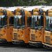 Rows of school buses are parked at their terminal, Friday, July 10, 2020, in Zelienople, Pa. (AP Photo/Keith Srakocic)