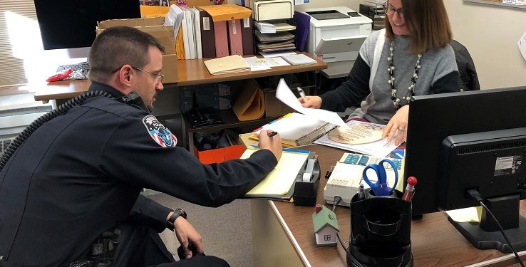 Pictured are Clearfield Borough Assistant Police Chief Nathan Curry and Ronda Vaughn, CCAAA fundraising and events specialist. (Provided photo)