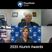 Chancellor M. Scott McBride facilitated a roundtable discussion with Alumni Award recipients via Zoom.  In the upper row, left to right, is Chancellor McBride, Thomas Gasbarre, and Ed Nasuti. In the lower row, left to right, is Francie Erickson Spigelmyer, Alumni Society President Amy Fatula, and Nicole Shaffer.  (Provided photo)