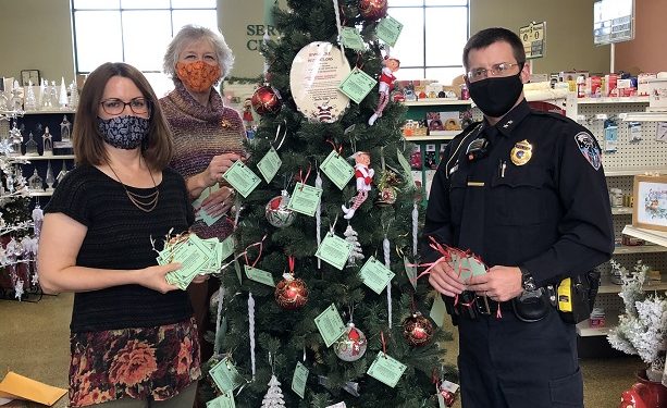 Pictured from left, Ronda Vaughn, fundraising & events specialist for the CCAAA, Darla Smay of Clearfield Pharmacy & Gift Shoppe, and Clearfield Borough Assistant Chief of Police Nathan Curry. (Provided photo)