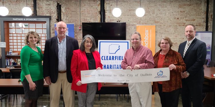 Pictured, from left to right, are: Jamie Straub, CCCF board member; Kevin McMillen, CCCF board chairman; Lisa Kovalick, CCCF board member; Mark McCracken, CCCF executive director; Diane Bernardo, DuBois City council member and Brad Lashinsky, Director, NCPA LaunchBox. (Provided photo)