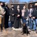 Pictured, from left to right, are: SCI Houtzdale Superintendent Barry Smith, Major Joel Barrows, District Attorney Ryan Sayers, CAC-CC Director Mary Tatum, Corrections Counselor Alicia Swanson, Deputy Michelle Ivicic and Acting Corrections Classification Program Manager Matthew Pyo with Kirby. (Provided photo)