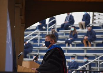 Chancellor M. Scott McBride presided over Penn State DuBois commencement ceremonies at Heindl Field on Friday. (Provided photo)