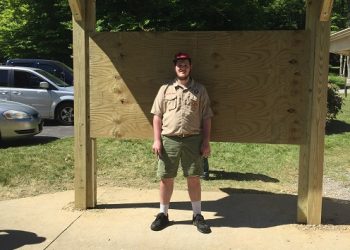Despite an interruption by COVID-19, Zachary Seltzer, the son of Roy and JoAnn Seltzer, earned his Eagle Scout Award with the construction of an information board at the East Branch Dam. (Provided photo.)