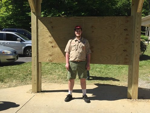 Despite an interruption by COVID-19, Zachary Seltzer, the son of Roy and JoAnn Seltzer, earned his Eagle Scout Award with the construction of an information board at the East Branch Dam. (Provided photo.)