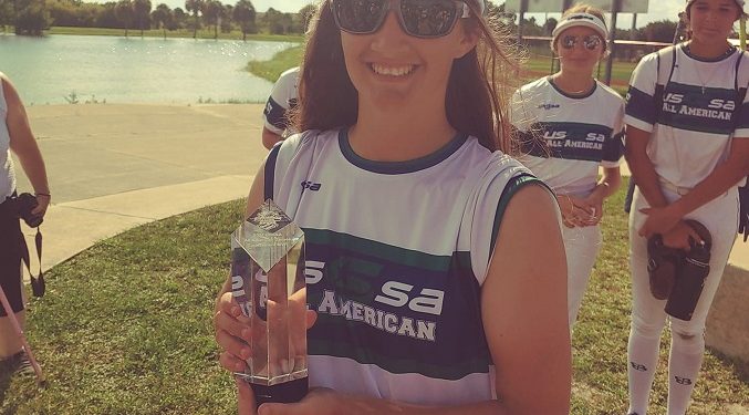 All smiles! On Aug. 7 after her team was victorious in the USSSA All-American Softball Games 14U All-Stars Championship Game, Greysyn Gable was recognized as the team’s MVP. (Provided photo)