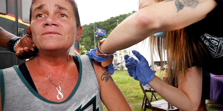 Holley Snyder, 45 of Hanover Township in Luzerne County, received the Johnson & Johnson vaccine at the Wayne County Fair.

Fred Adams / For Spotlight PA