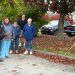 Evan Shields (right) as the student crossing guard speaks to the first tour at the DuBois Area Historical Society's 13th Spirit of DuBois Lantern Walk.