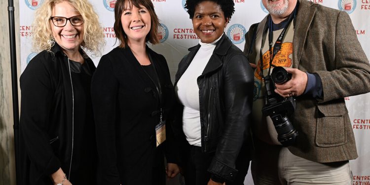 Members of the Bellisario College team that make the Centre Film Festival possible — as they have since the inaugural event in 2019, when this picture was taken — include (from left): Pearl Gluck, Tasha Boujaily, Renea Nichols and Curt Chandler. Image: Penn State