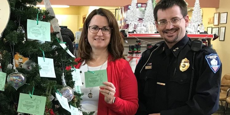 Pictured are Ronda Vaughn, CCAAA fundraising & events specialist, and Clearfield Borough Assistant Police Chief Nathan Curry. (Provided photo)