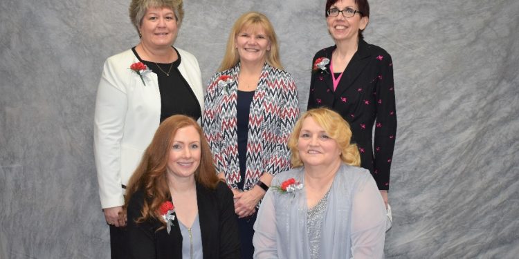 Practical Nursing Program 2020-2021 Faculty and Staff:  
In the front row are Tonya Saggese, nursing instructor, and Barb Smith, nursing instructor. 
In the back row are Cheryl Krieg, nursing program director; Heather Williams, PN administrative assistant; and Alene Homan, nursing instructor. 
Not Pictured is Jessica Lash, nursing instructor.