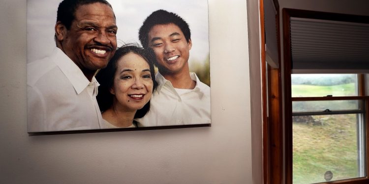 A family photo hangs on a wall in the dining room of Fe and Gareth Hall's home in Stroudsburg.

Fred Adams for Spotlight PA / NBC News