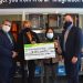 Farmers National Bank Regional Manager Eric Funk and DuBois Branch Manager Kelli Allison present a $50,000 check to Penn State DuBois Interim Chancellor Ping Werner and NCPA LaunchBox Director Brad Lashinsky.  Their gift establishes the Farmers National Bank Endowment in support of the North Central PA LaunchBox powered by Penn State DuBois. The group is pictured in front of just some of the 3-D printers housed in the on-campus Idea Lab, where prototypes of new products can be brought to life for budding entrepreneurs.