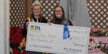 PA Preferred Junior Baking Cookies, Brownies & Bars first place winner Lillian Neff, 18, of Clearfield County is pictured with PA Fair Queen Addison Neff. Photo is courtesy of PA Farm Show on Flickr.