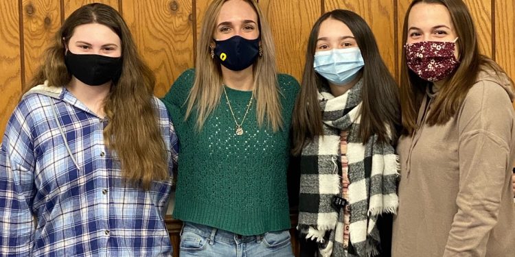 Dancers representing Penn State DuBois for THON 2022 are, left to right, Alena Keen, Haley Rummel, Elise DuFour, and Hannah Allen.