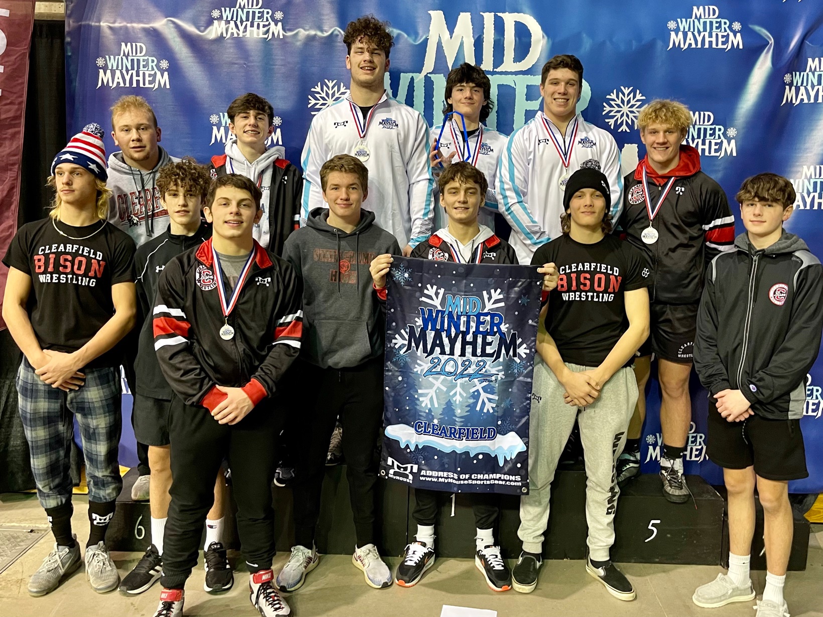 Bison Wrestlers Claim Three Crowns, Win Team Title at MidWinter Mayhem